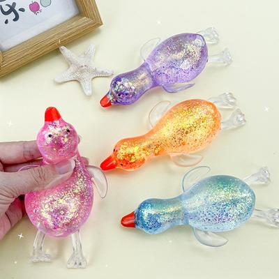 Glitzerndes Cartoon-Tier Sensorisches Fidget-Spielzeug für Erwachsene Kinder Niedliches Schwein Ente Schildkröte Knetspielzeug zur Stressbewältigung Osterkorb