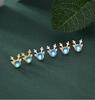 Higu E1015 S925 Silver Moonstone Antler Stud Earrings - New Christmas Trend, Mori Style