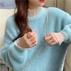 Fashion thickened outer wear loose splicing gentle wind soft waxy autumn and winter new long-sleeved pullover women's knitted sweater