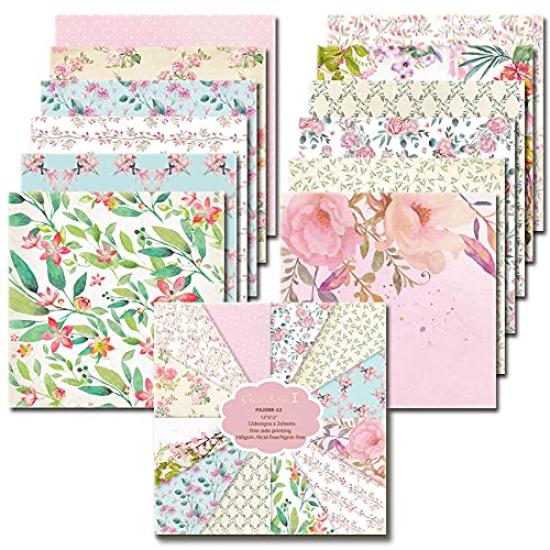 

24 of Colorful Art for and DIY 12x12 inches Sheets/Booklet Western-Style Paper, Single-Sided Printing, Postcards, Cards, Crafts, (Garden I)