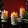 Retro Country Reindeer Christmas Tree Glass Candlestick Ornament