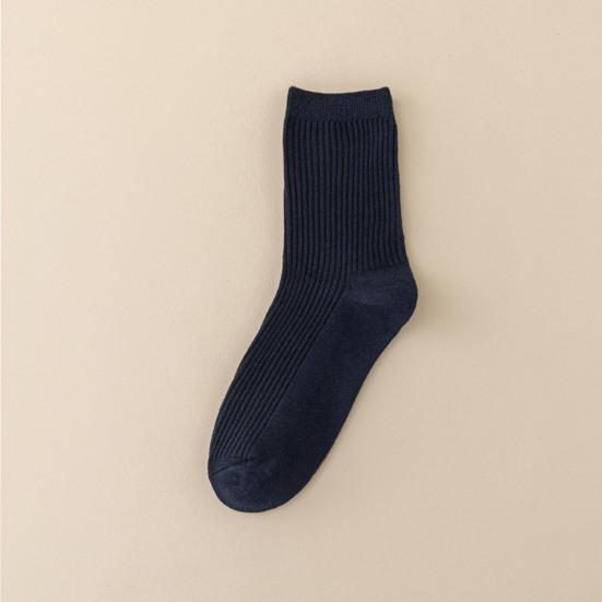 5 Pairs Men Dress Socks Polyester Cotton Breathable Crew Socks Ribbed Solid Color Socks for Casual And Professional Wear