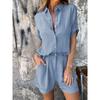 Summer Women's Fashion Elegant Shorts Short Sleeve Two-Piece Set Casual Commuter Loose Button Shirt Tops And Shorts Set