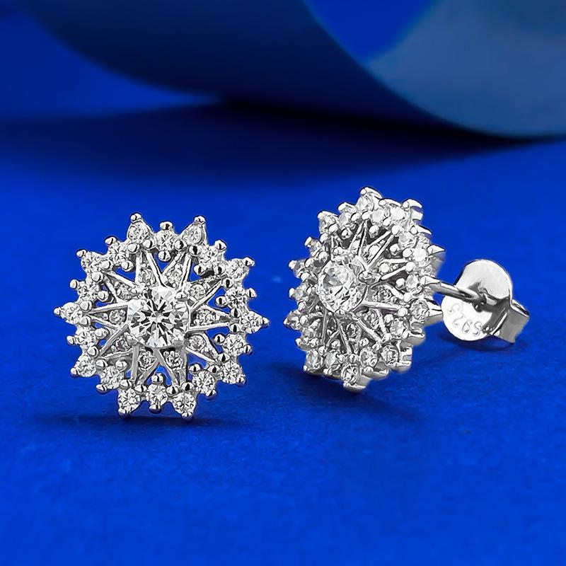 Mujing Stříbrné náušnice S925 Vločka Astroláb - Stylové, Jedinečné a Všestranné pro Každý Den