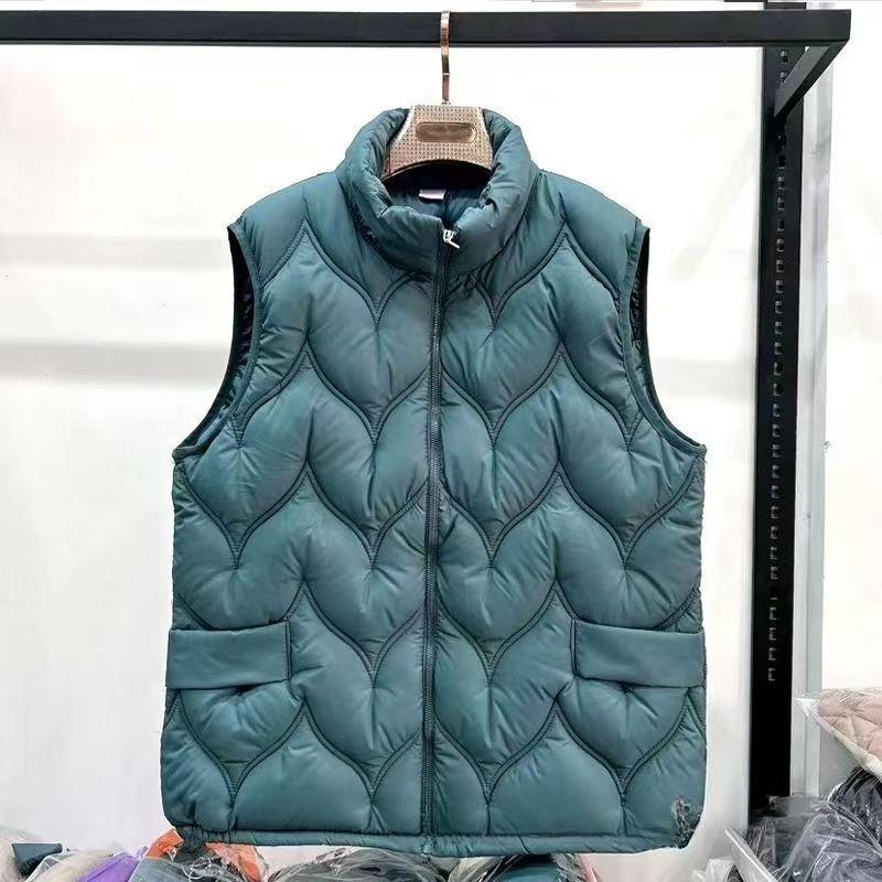 

Autumn and Winter Down Vest Mother Large Size Stand-up Collar Women s Top Vest 2XL зелений