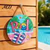 Beach House Decoration Summer Pool Wooden Hanging Sign, Weather Resistant Solid Wood Plaque with Sign Hemp Rope for Outdoor Party And Swimming Decor