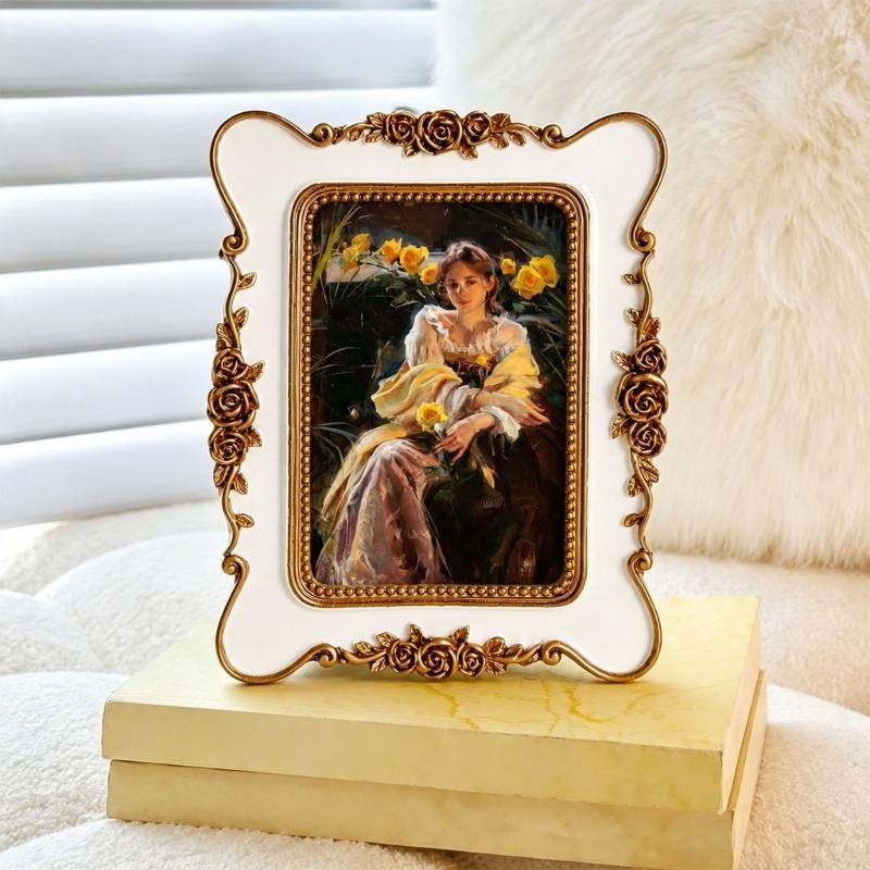 Decorative Portrait Frame for Table Placement, Raised Border Photo Accent for Entryway Tables, Living Room Shelves, and Bedroom Furniture