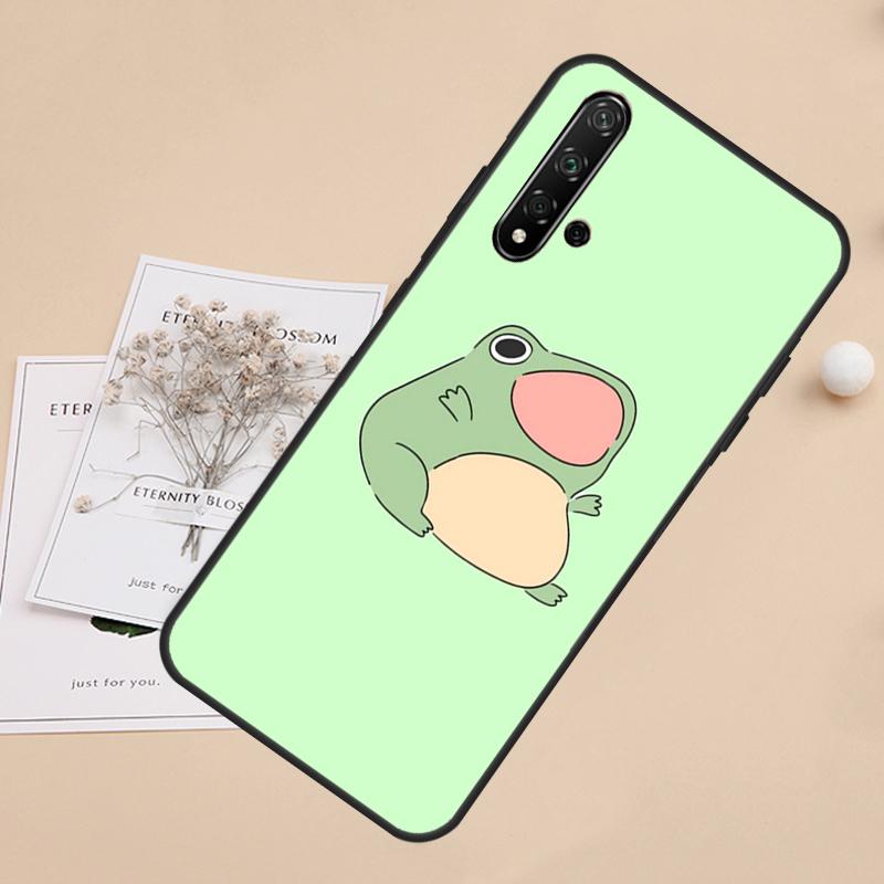 Cute Green Frog For Huawei Nova Y91 Y61 Y60 Y70 Y72 Y73 Y90 9 10 SE 7i 8i 11i 12i P30 P40 Lite P60 Pro Case