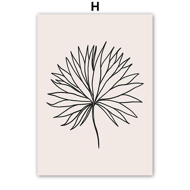 Vase Leaf Moon Line Geometry Wall Art Canvas Painting Abstract Posters And Prints Hotel Bar Wall Pictures For Living Room Decor