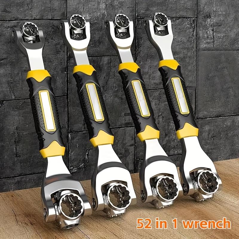 52 In 1 Tooth Shaped Multifunctional Wrench Socket Metric 360 Degree Multifunctional Sleeve Wrench Tool 8-19mm, 12 Tooth Non-magnetic Ratchet