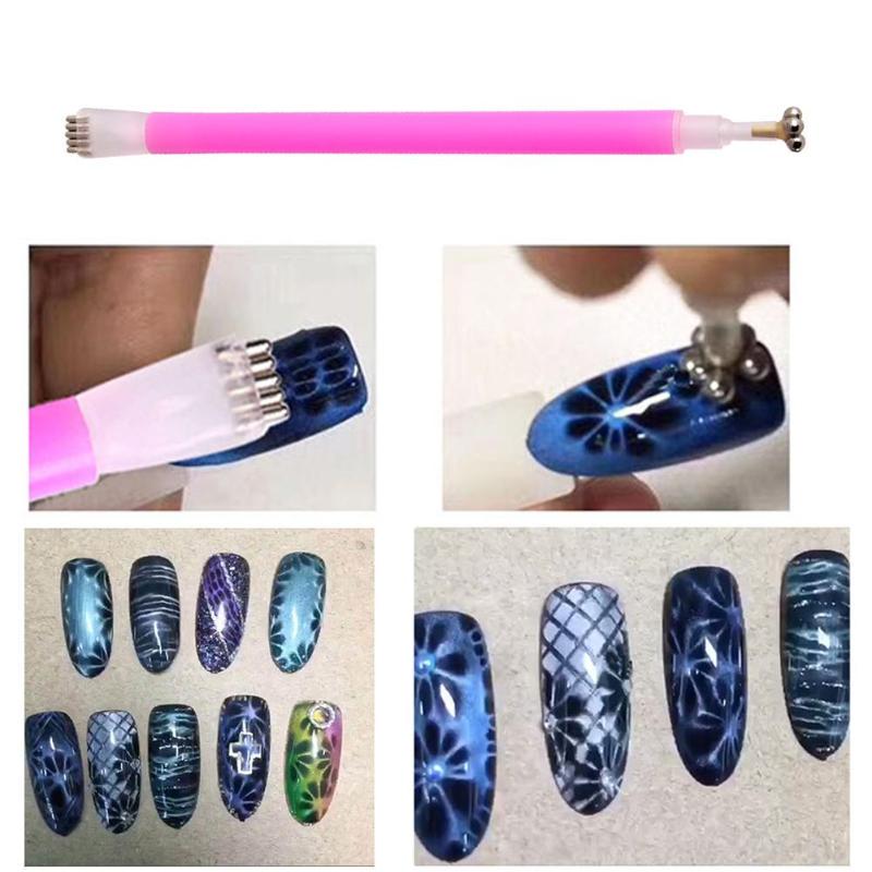 Nail Art Cat Eye Magnet Pen Double Head Plum Blossom Image Magical Stick DIY Magic 3D Magnetic Polish UV Gel Polish Cat Eyes