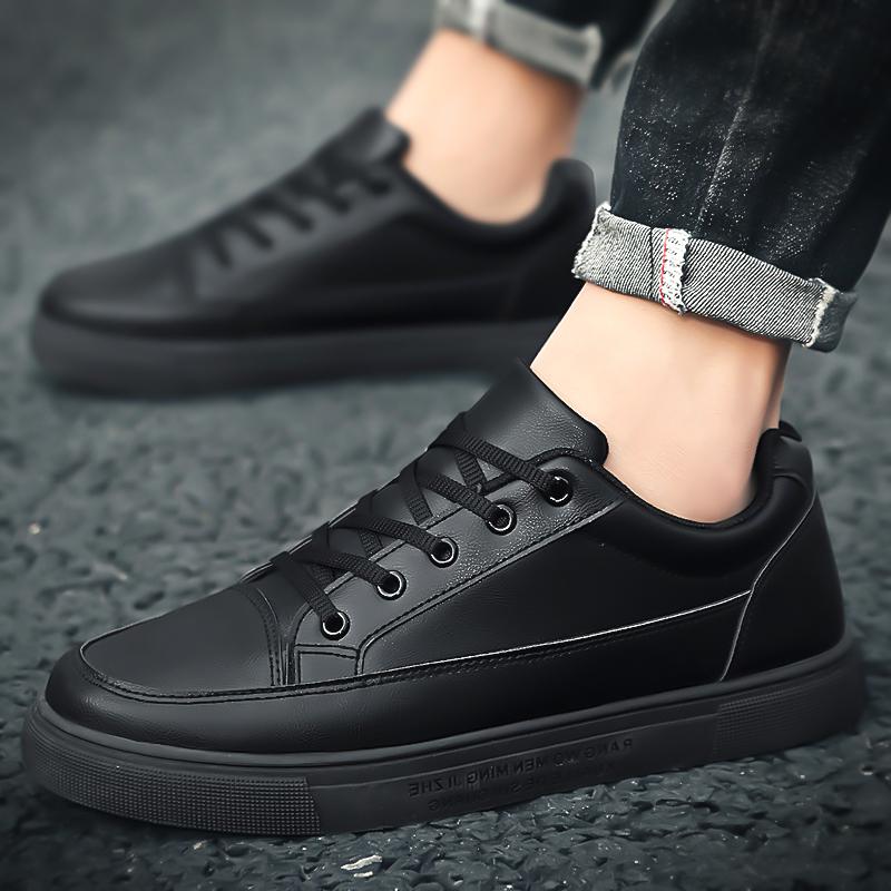 Casual leather shoes summer black kitchen chef board shoes breathable large size sneakers
