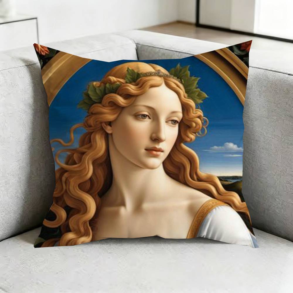 Sandro BBotticelli Renaissance Pillow Case Square DoubleSided Sofa Cushion Cover Bedroom Bedside Pillow Gift