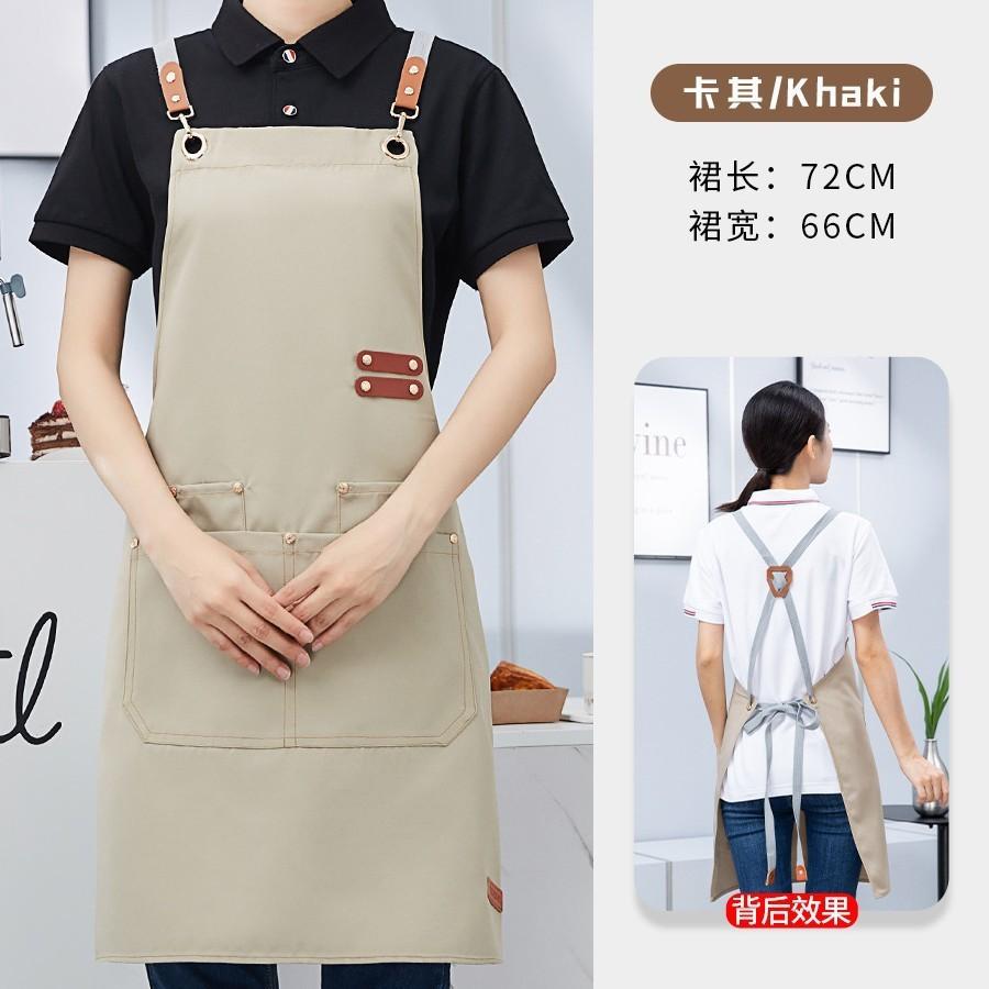 Kitchen Apron with Pockets, Work Clothes, Chin Cleaning Apron, Restaurant Waiter Work Clothes