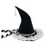 Halloween Witch Hat - Gothic Halloween  Hat - Gothic Silk Beaded Black Hat - Witch Costume (1 Piece)