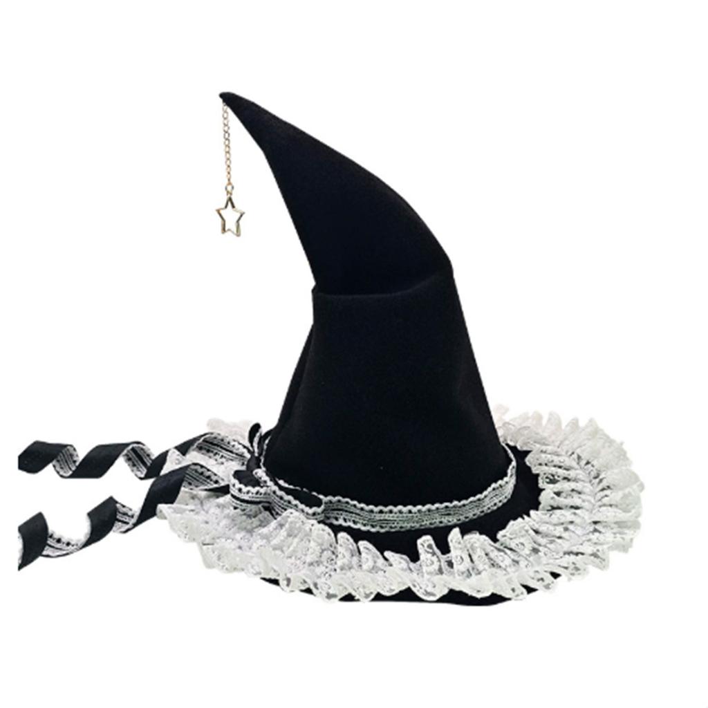 Halloween Witch Hat - Gothic Halloween  Hat - Gothic Silk Beaded Black Hat - Witch Costume (1 Piece)