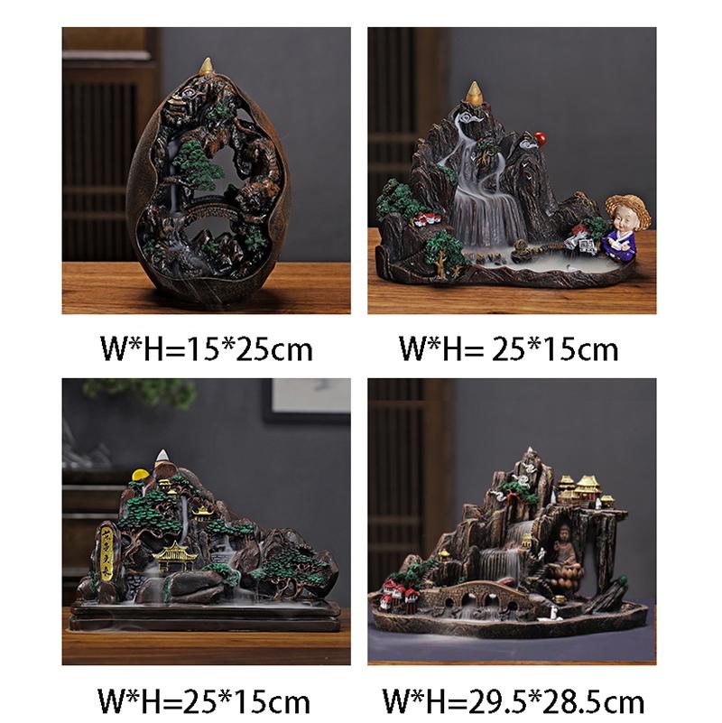 Große Möbelornamente, Rückfluss-Räuchergefäß, Räucherstäbchenhalter aus Harz, buddhistisches Zubehör für die Inneneinrichtung, großes Weihnachtsgeschenk