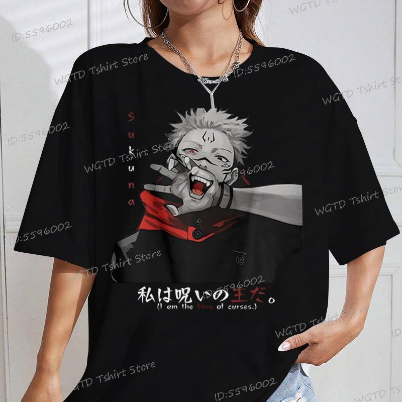 Jujutsu Anime Cadeau Heren Dames Katoenen T-shirt Anime Fans Hoge Kwaliteit Streetwear Shirts Jujutsu Kaisen Sukuna Modekleding
