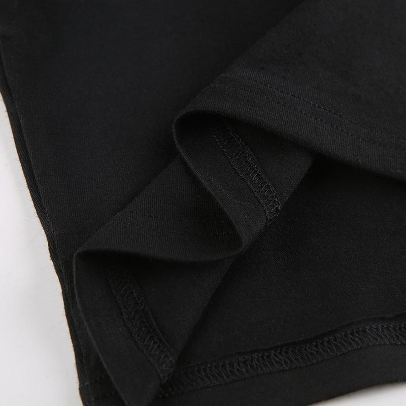 Potisk Harajuku Černé Crop Tops Ženy Léto Punk Goth Tops Hip Hop Vintage Krátký rukáv Streetwear Volné Ležérní Dámské tričko