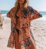 Summer New Printed Blouse Women's European and American Casual Medium and Long Loose Tulle Sunscreen Jacket