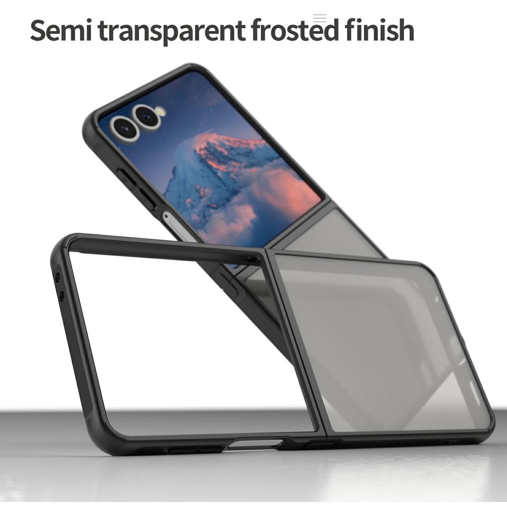 For Samsung Galaxy Z Flip7 5G Case Drop Proof Airbags Frosted Translucent PC+TPU Phone Back Cover