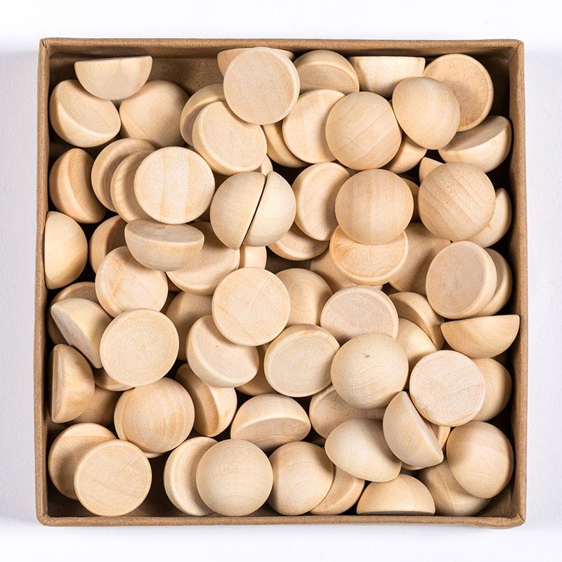 10-200 Stück Natürliche Halbe Holzperlen 10-30mm Halb Unfertige Holzkugeln Für DIY Kinder Kunst und Handwerk Zubehör Dekoration