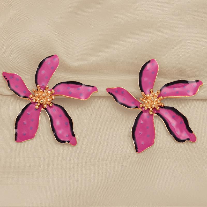 Personalized design drip alloy polka dot multi-color flower stud earrings versatile temperament jewelry