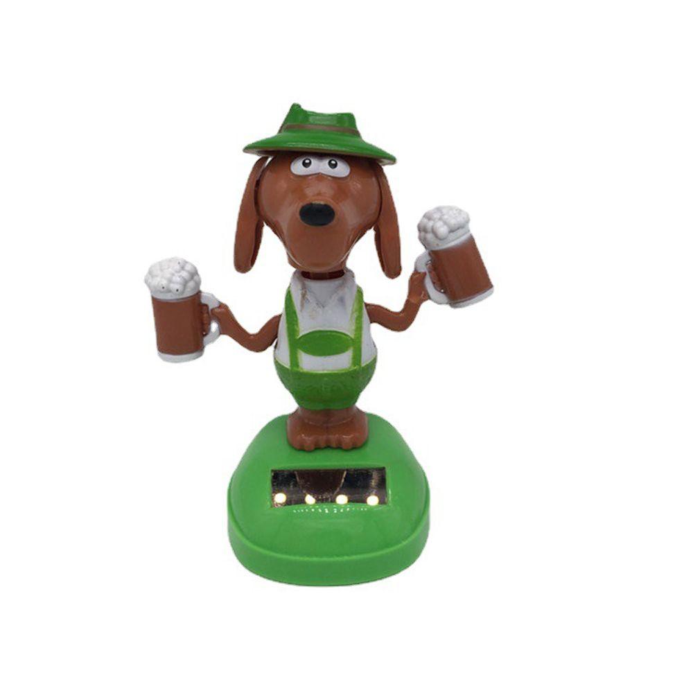 Dolls Car Decor Dashboard Bobble Head Doll Solar Swing Dog Solar Power Beer Dog Shaking Head Dolls