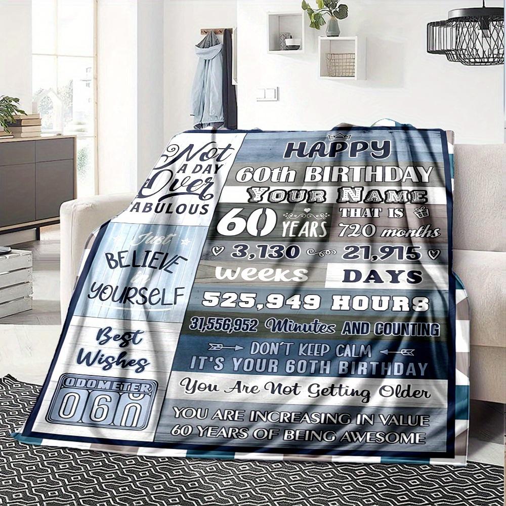 60Th Birthday Blanket Personalized Name Soft Comfortable Stylish Blanket Car Blanket Perfect For Travel Camping Outdoor Home Suitable For All Seasons