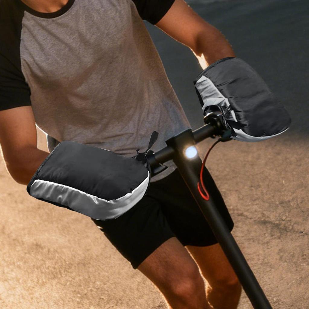 Motorcycle Handlebar Gloves Warm Soft Handlebar Muffs With Reflective Strip Waterproof Scooter Gloves For Snowmobile E-Bike