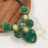 Statement Jewelry Set Trendy Resin Gem Crystal Beads Aluminum Wire Handmade Woven Necklace And Earrings Women Party Accessories