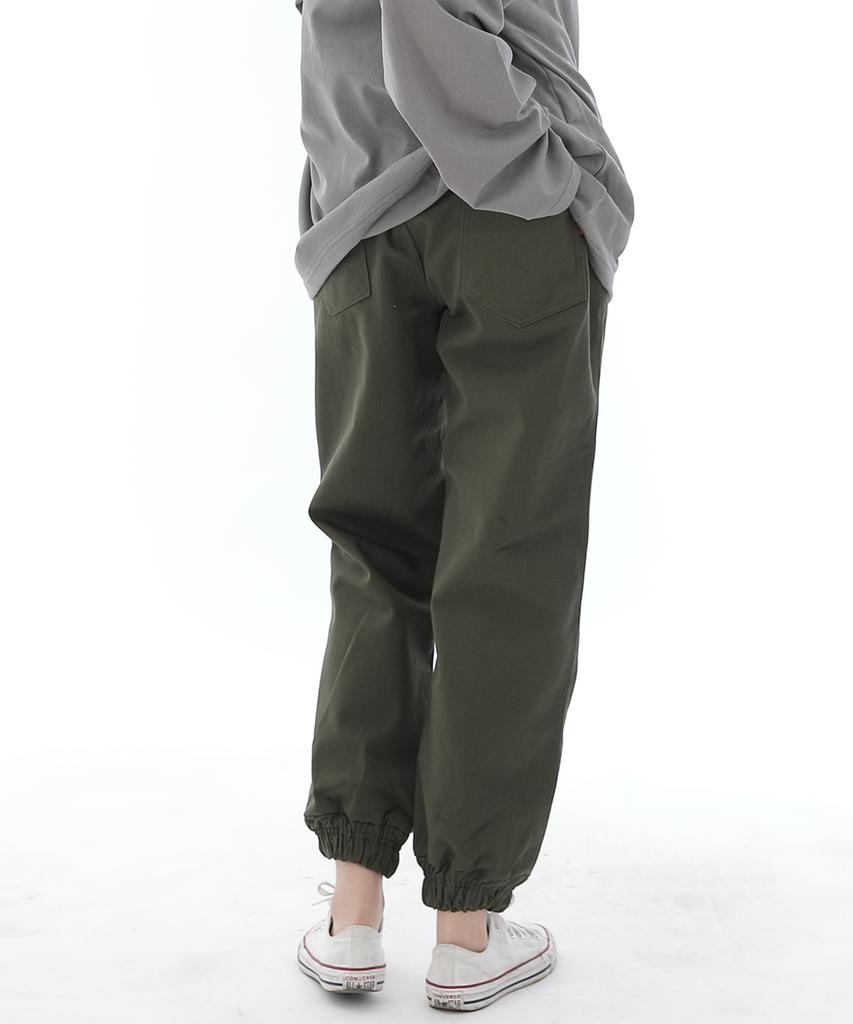 Seinteukeulu Back Bartack Point Coated Strap Jogger Pants Bb-303J Khaki