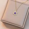 Sunflower Zircon Pendant Necklace - Trendy Titanium Steel Design for Women