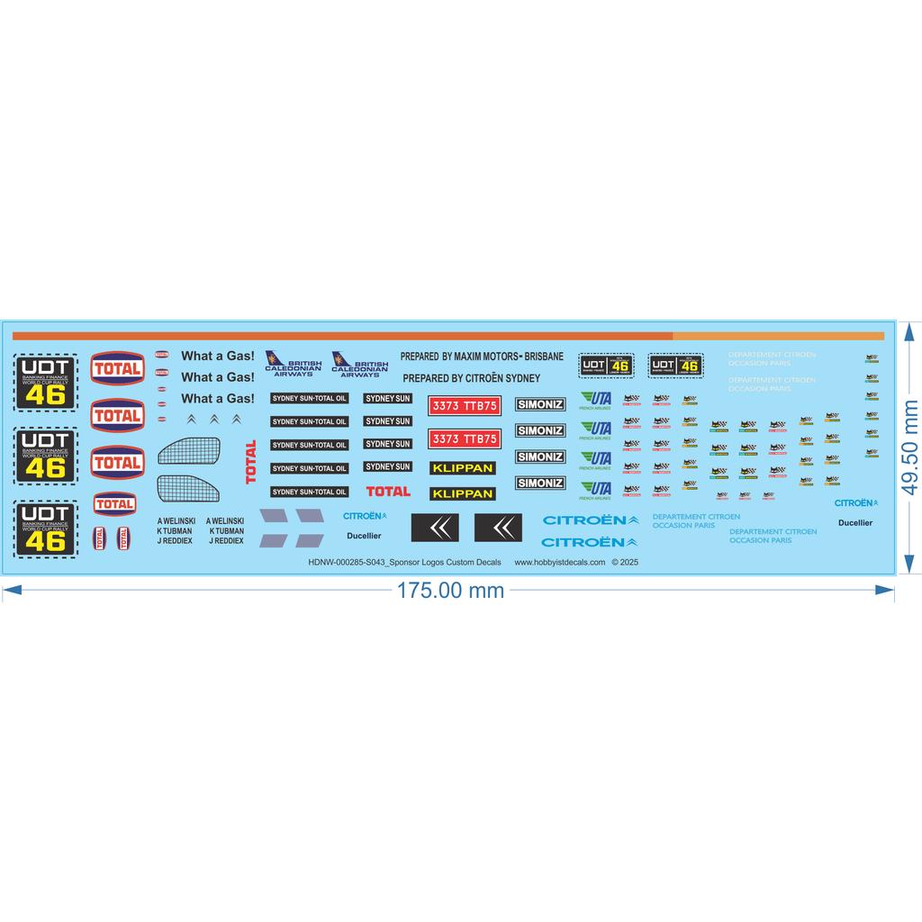 Sponsor Logos Custom Decals - 1/43 - Water Decal