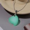 Novel Natural Stone Green Luminous Pendant Temperament Irregular Loves Heart Stone Crystal Necklace Gift Trend Jewelry