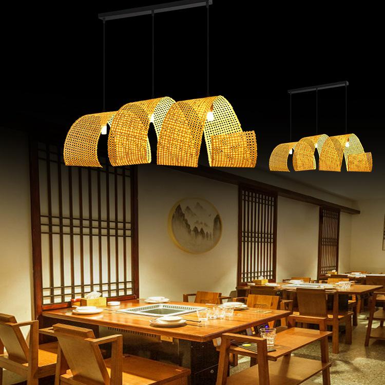 Bamboo Weaving Chandelier: Japanese Bar & Zen Tea Room Decor