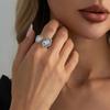 SHIXIN Trendy Exquisite Acrylic Rhinestone Geometric Ring Women Minimalist Silver Color Irregular Finger Ring Daily Wear Jewelry
