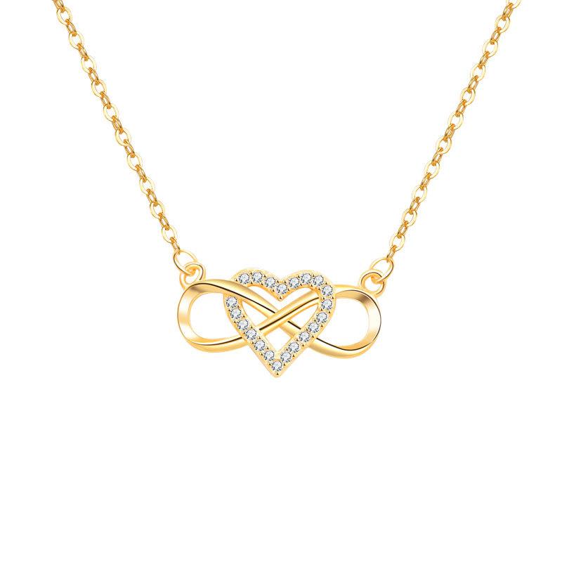 Micro Paved Zircon Infinity Heart Mobius Pendant Necklace Elegant Versatile Fashion Jewelry For Women