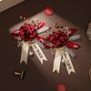 2 Buc/Set Cocarde Nuntă Chineză Decor Romantic cu Fundă Aliaj Broșe Pin Tradiționale Mire Mire pentru Nuntă Logodnă Aniversare