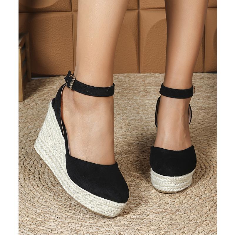 Retro Frühling Sommer High Heels Schuhe Damen Keilabsätze Marke Damen Partyschuhe Elegant Keilabsatz 10cm Übergröße 42