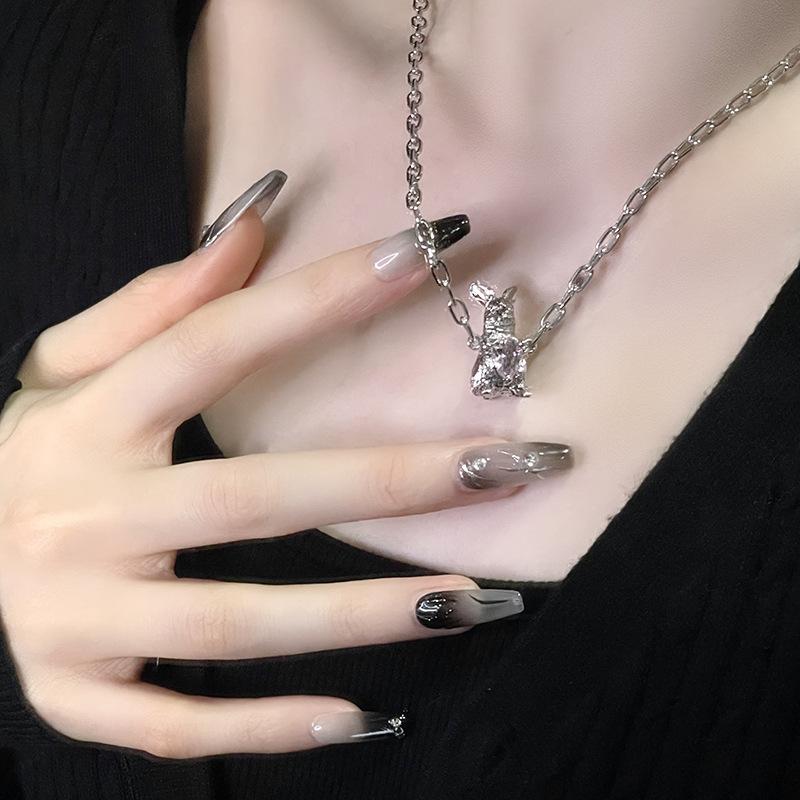 Rabbit Zircon Love Necklace Niche Design Sense Year Of The Rabbit High Sense French Clavicle Chain Texture Female