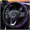 Car Steering Wheel Cover Custard Breathable Anti Slip Leather Steering Covers Suitable 37-38cm Auto Decor Carbon