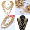 Collier Oversize Style Européen Orné de Perles Dorées au Design Géométrique pour Femmes