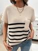 Women's Round Neck Striped Color Block Short Sleeve Sweater