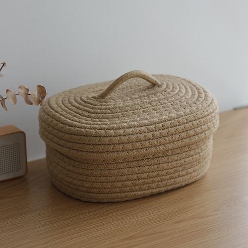 Пылезащитный ящик для хранения с крышкой хлопковая плетеная коробка плетеная вручную корзина корзина для хранения органайзер для игрушек контейнер для закусок коробки для организации света загар 4729₽
