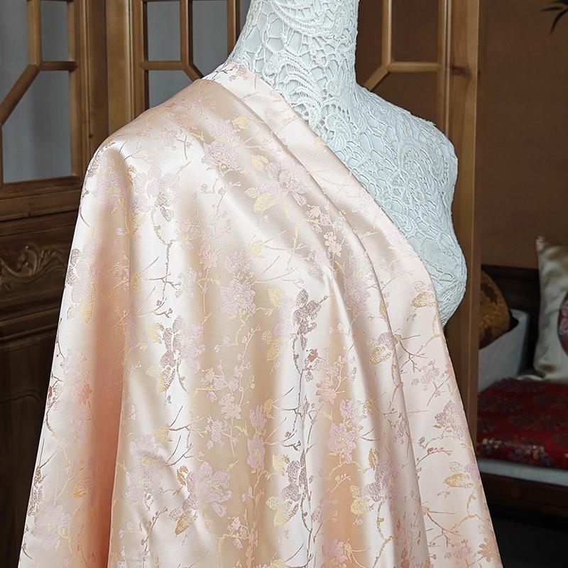 Embossed Jacquard Fabric White Beige Goldfish Design Sewing Material Cheongsam Dress Party Garment Wide 150cm Sold By Meter