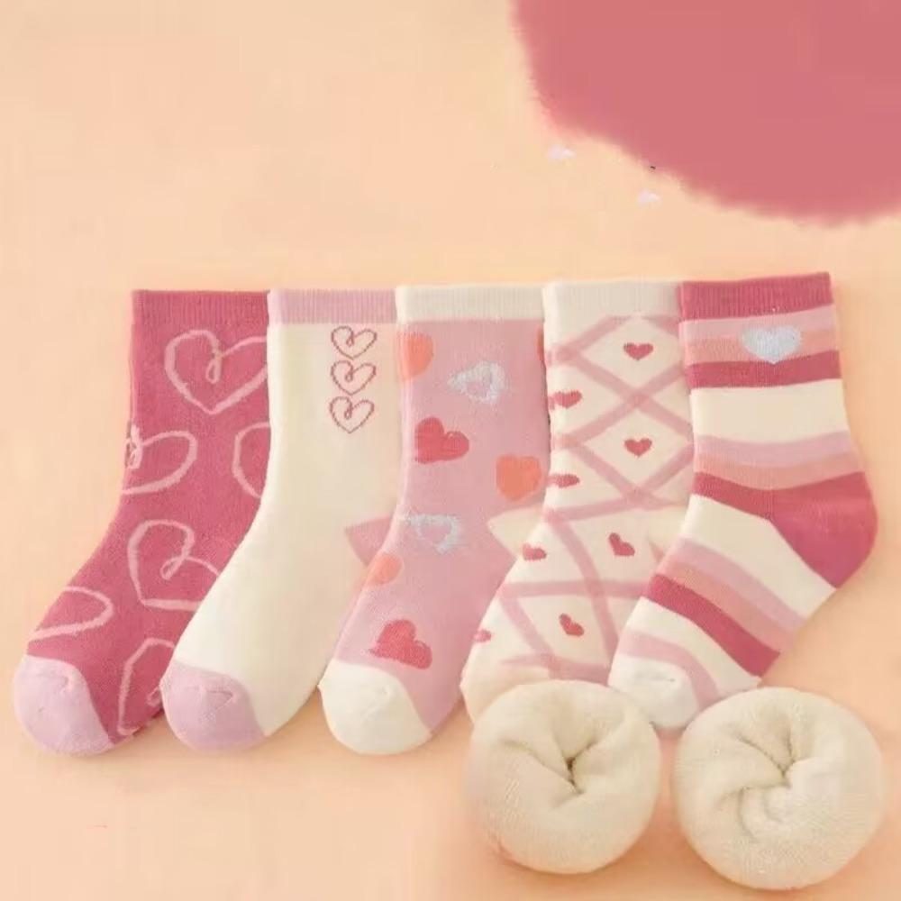 

5 Pairs Breathable Middle Tube Socks Dinosaur Children s Striped Socks School Style1-M