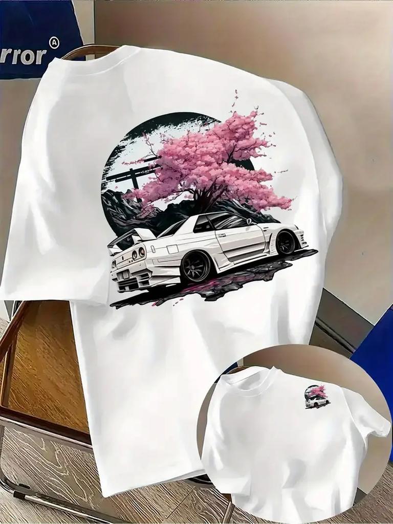 Unisexs New Super Sports Car Pattern Printed Tshirt Suitable For Daily Casual Wear With A Street Style Unisexs Roundneck Tshirt
