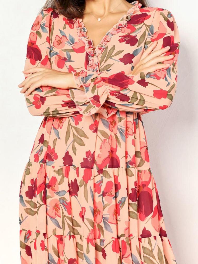 2025 Women's Fashion Long Sleeve Evening Dress - European & American Print Design