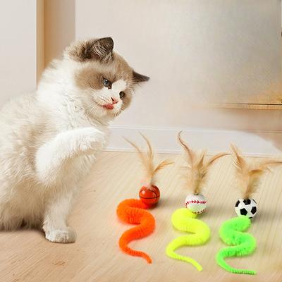 Katzenspielzeug, Kampferholz Haustier Insektenschutzbälle, Feder Katzenspielzeug, Raupe Selbstbeschäftigung Katzenspielzeug, Haustierspielzeug